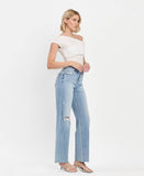 Refulgent High rise Clean Cut raw hem wide leg jeans