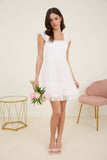 Seeing stars smocked ruffle chiffon white dress