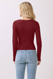 BUTTON DOWN NON FUNCTIONAL LONG SLEEVE CARDIGAN-GARNET