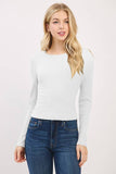 FRONT DOUBLE LAYERED CREW LONG SLEEVE TOP