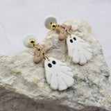 Halloween Cowboy Hat Ghost Clay Earrings