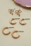 MINI BOW HUGGIE HOOP TRIO EARRINGS