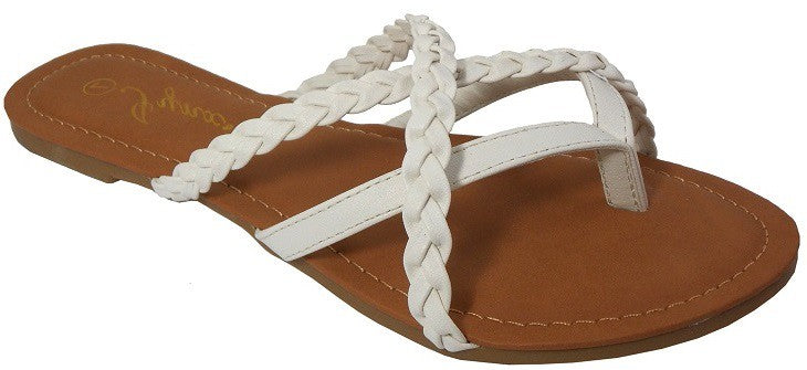 Braided thong sandals-white