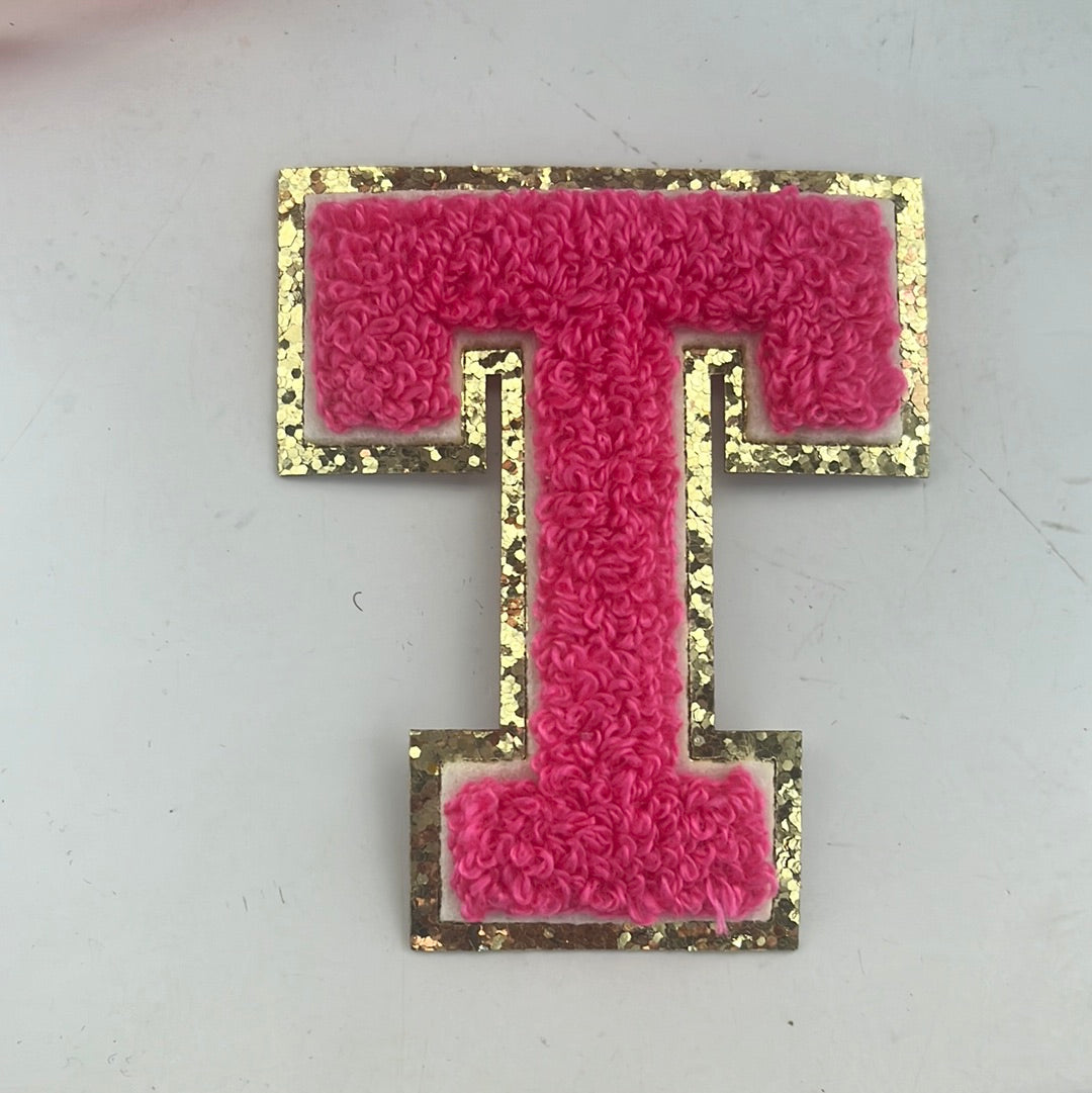 Heat adhesive chenille letters-PINK