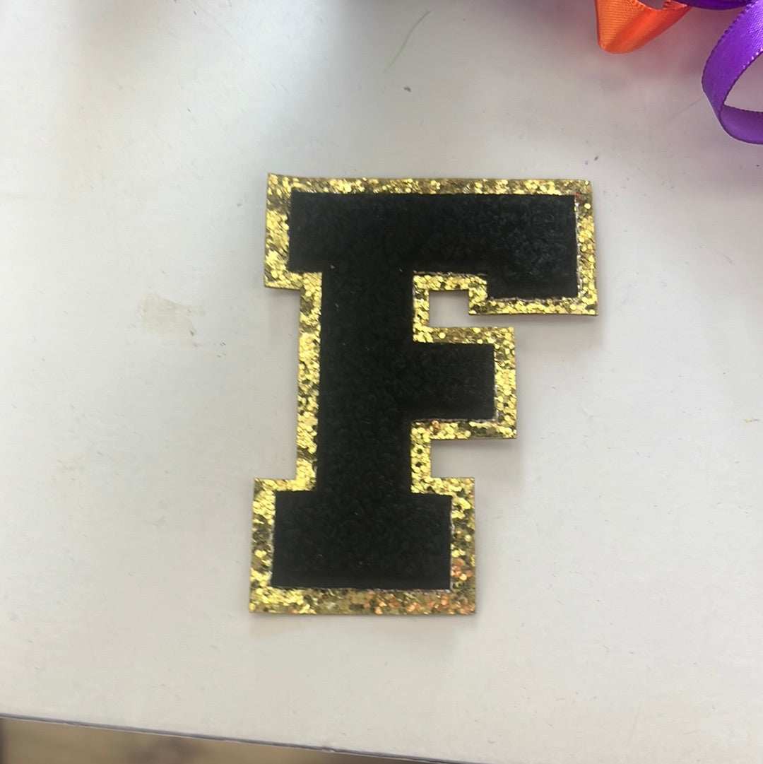 Heat adhesive chenille letters-BLACK