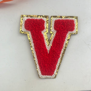 Heat adhesive chenille letters-RED