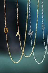 Dainty sideways Initial Necklace