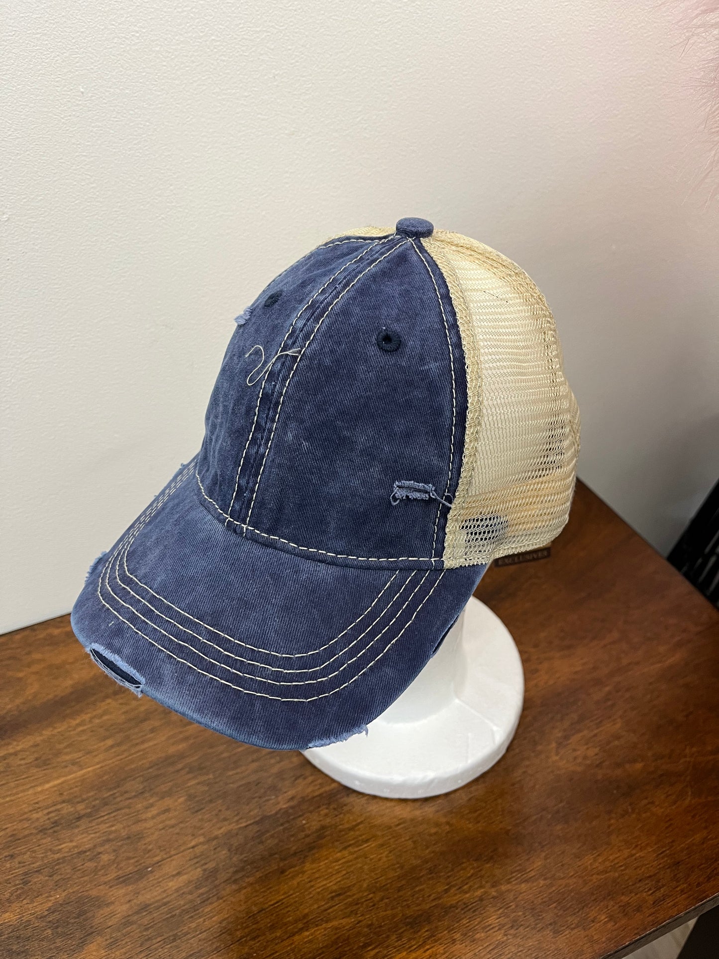Distressed ball cap