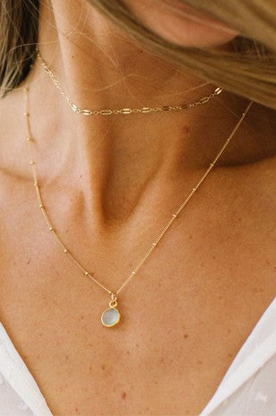 Delicate disc pendant double layered necklace