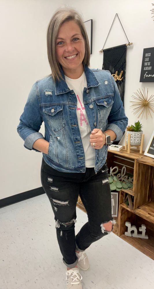 Just a girl in a small town jean jacket