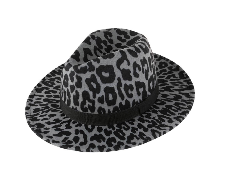 Grey leopard Panama hat